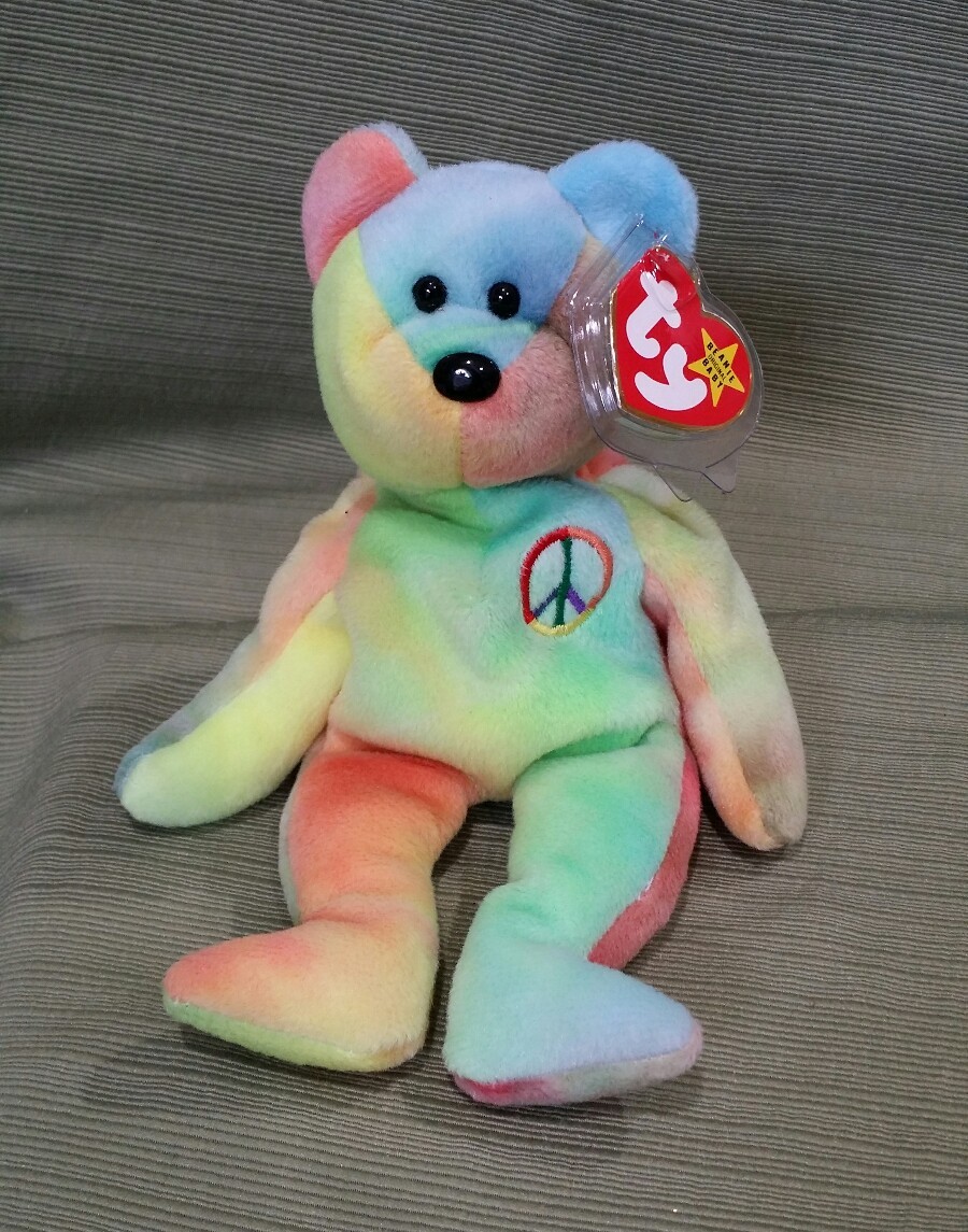 Ty Beanie Baby PEACE the Ty-Dye BEAR 1996 PVC No Stamp w/Errors MWMT