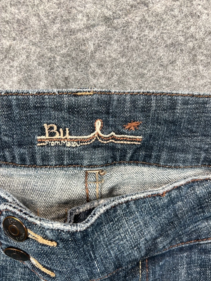 BU From Malibu 女式 32 牛仔喇叭低腰青少年尺寸 11 12 Distress 32x31 — 第 3/4 张图片