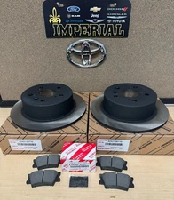 2007-2011 TOYOTA CAMRY GENUINE OEM NEW REAR BRAKE ROTORS AND TCMC BRAKE PAD KIT