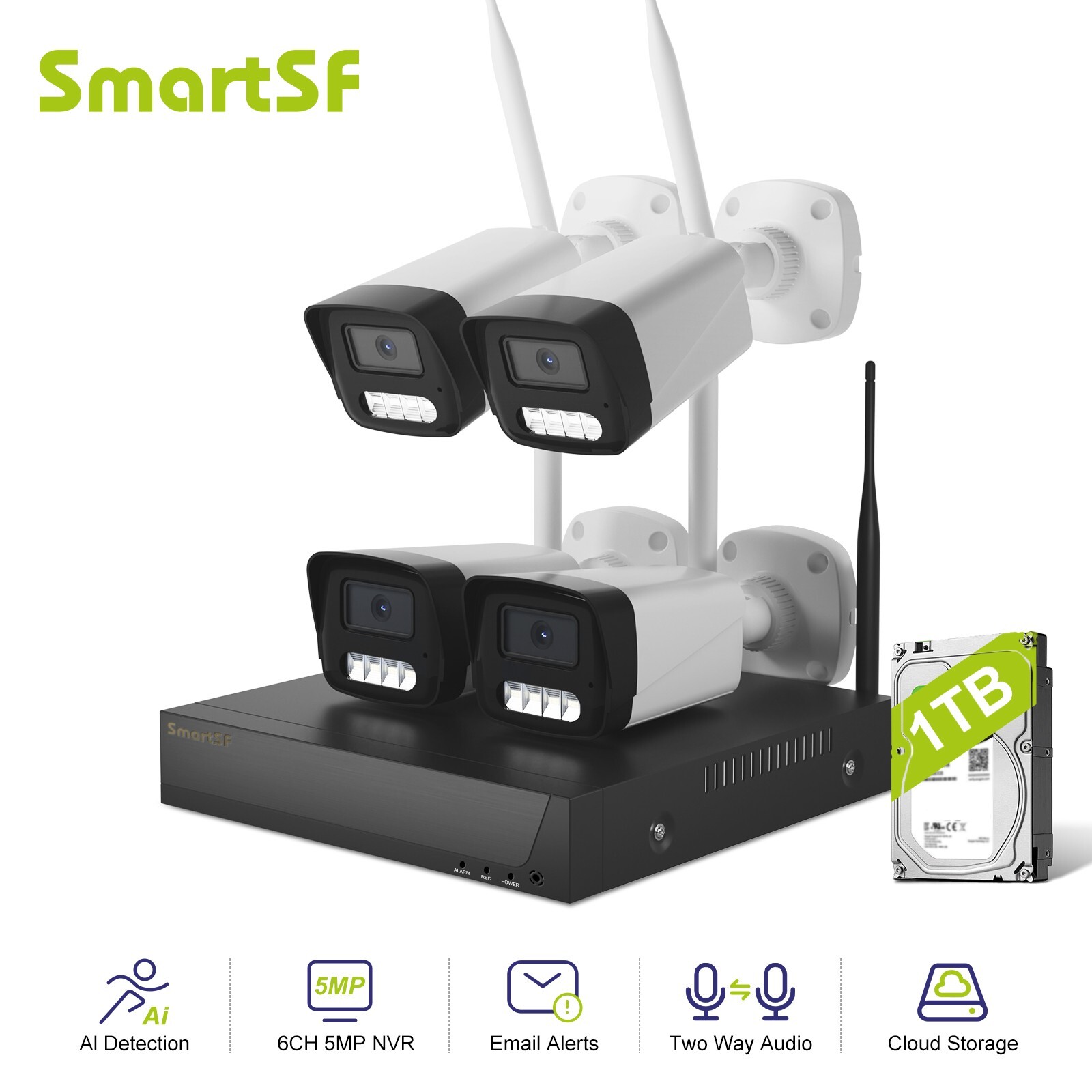 1tb Hard Drive 2-way Audio Intelligent Alarm