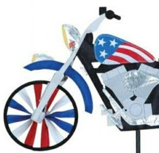 PREMIER BANDERA PATRIÓTICA MOTOCICLETA VIENTO SPINNER ESTRELLAS Y RAYAS PATIO ESTACA DECORACIÓN Foto 3 de 3