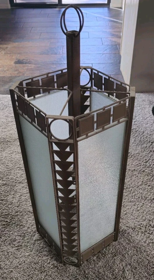 Lámpara de araña grande Southwestern de vidrio y acero  Foto 2 de 4