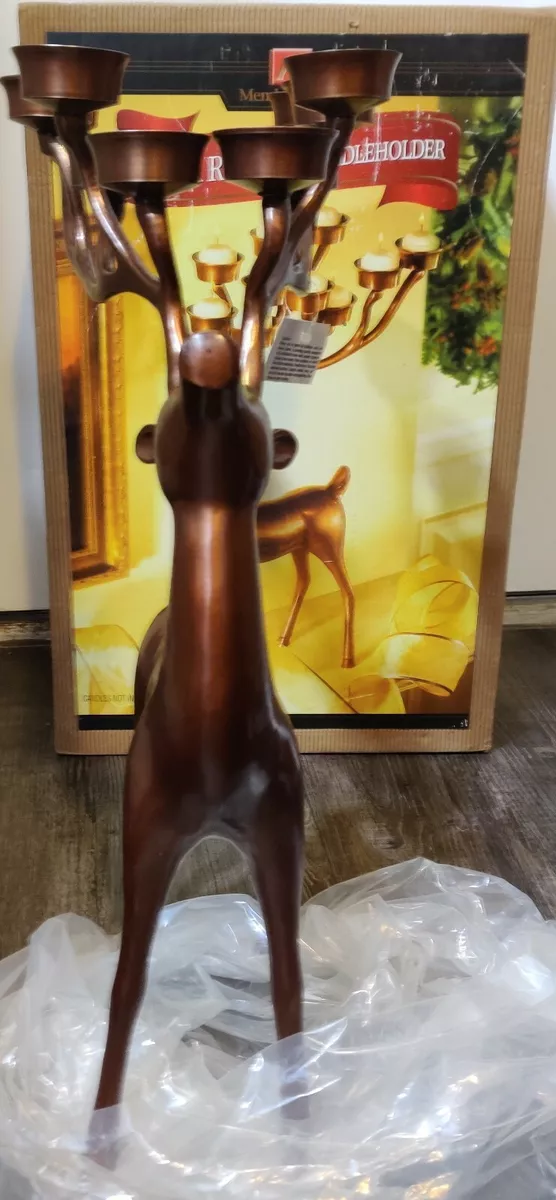 Copper Reindeer Candelabra Candle Holder Holiday Christmas 19.5