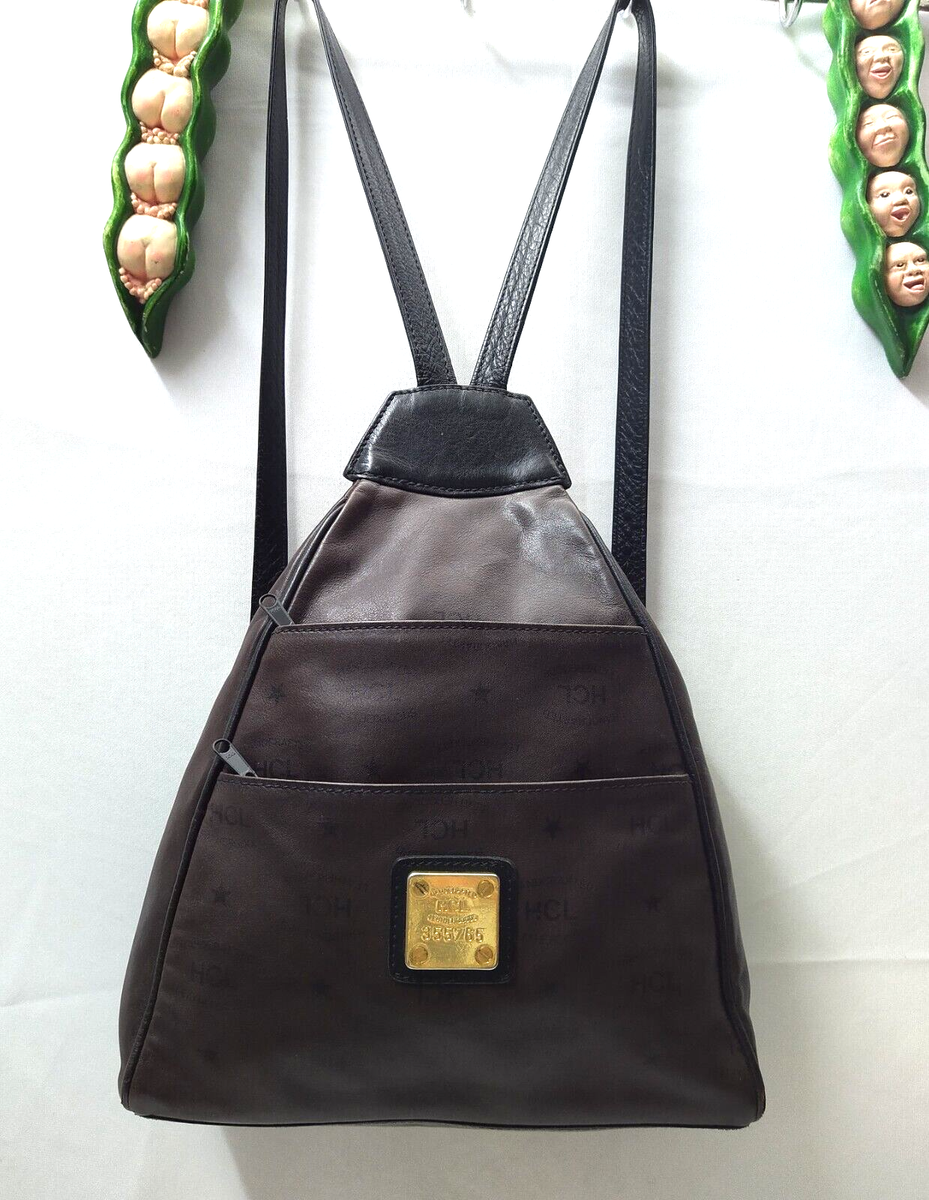 HCL Signature  Black Leather Zip Pocket Backpack‎ Vintage Bag Made in Germany Vintage HCL Monogram Leather Shoulder Bag Black Made in  main image 4