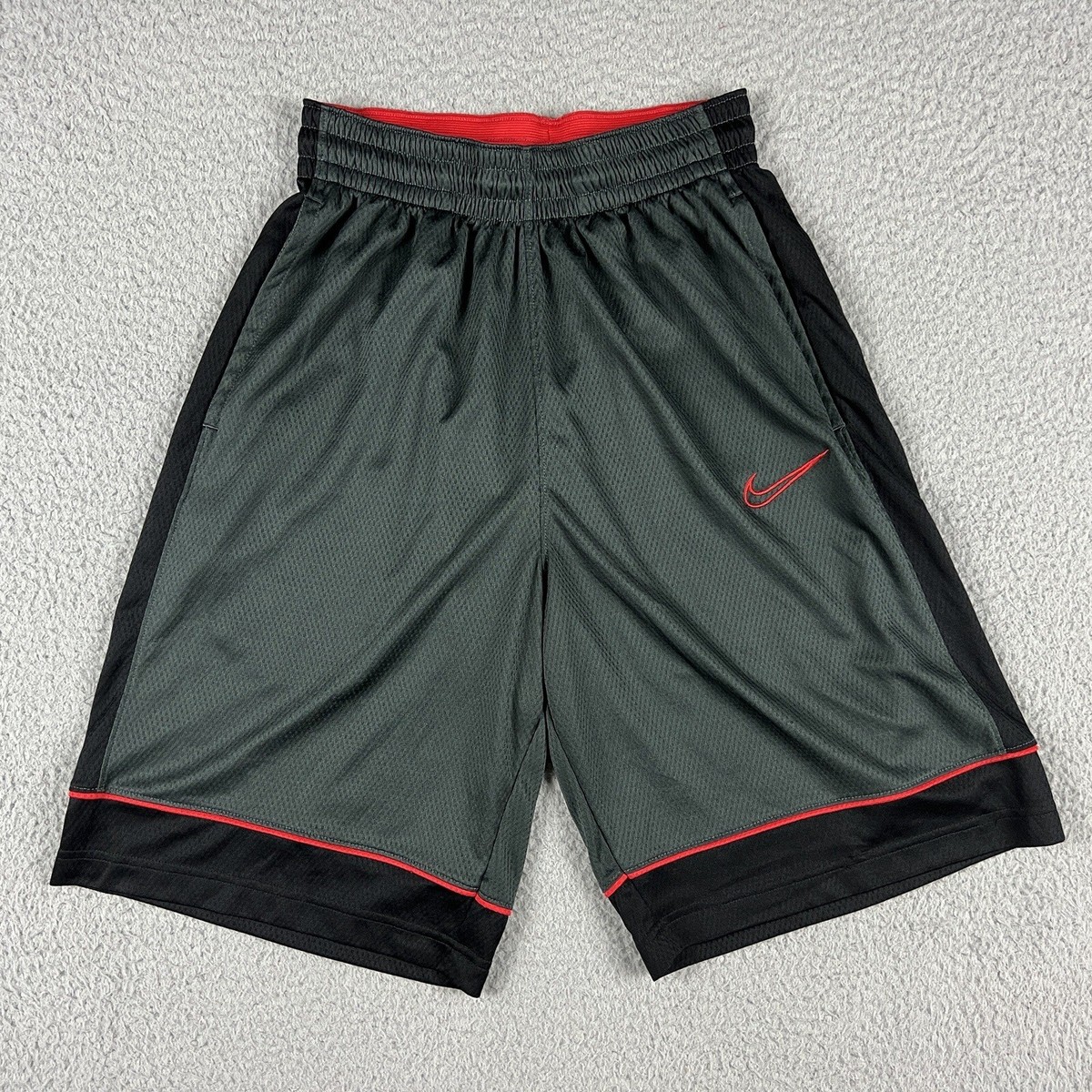 Nike Basketball Shorts Mens Small Gray Black Red Dazzle