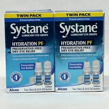 🔥✅ Lot of 2 Systane Hydration PF Lubricant Eye Drop 10mL Twin Pack Exp. 2026+
