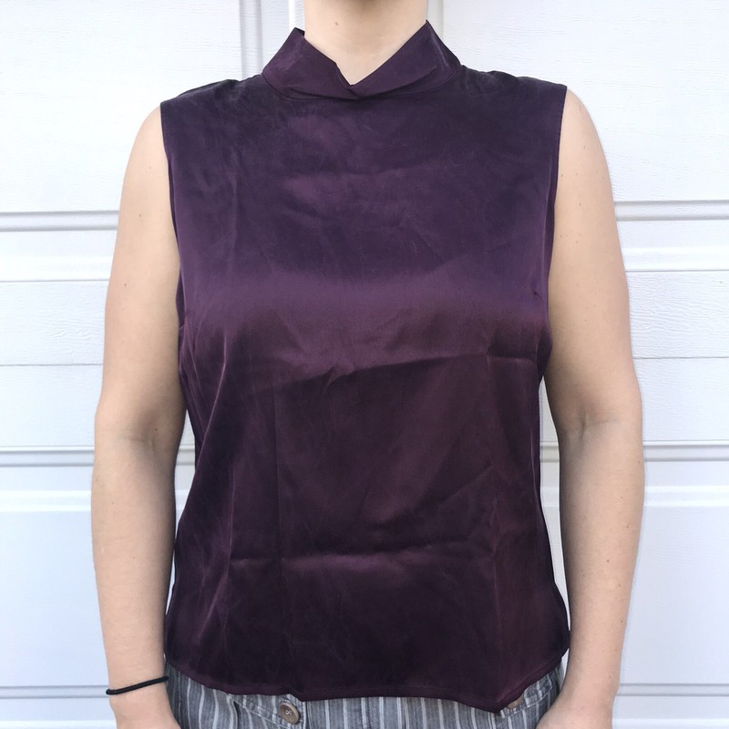 Silk blend purple KATE HILL sleeveless blouse sophisticated sexy work blouse M