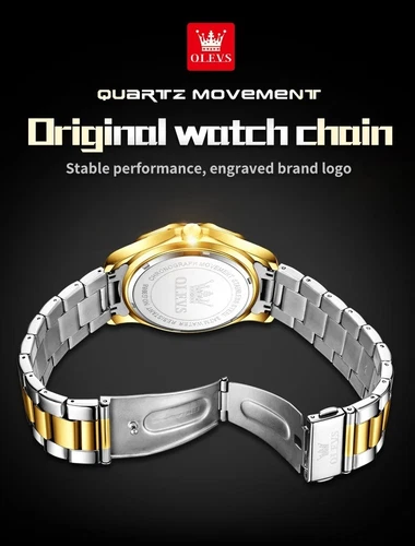 OLEVS Men's Stainless Steel Luminous Business Date Quartz Watch Shock Resistant - Picture 10 of 14