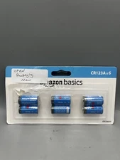 CR123A Amazon Basics 3V Lithium Batteries (6 Pack) NEW Open Packaging