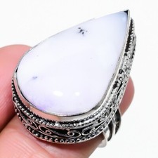 Dendritic Opal Gemstone Handmade 925 Sterling Silver Jewelry Ring Size 7 US 