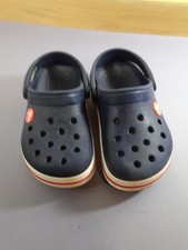 CROCS Child Size 9 Unisex Beach Boat Water Slip On NEW Blue/Red/White