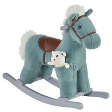 Kids Ride On Rocking Horse Toy Plush Pony with Bear Toy Traditional Gift w/Sound