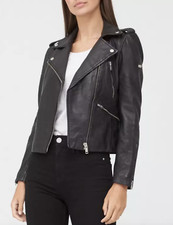 Superdry Women Classic Leather Biker Jacket, Black, Uk10 (eu38), Bnwt, Rrp£180