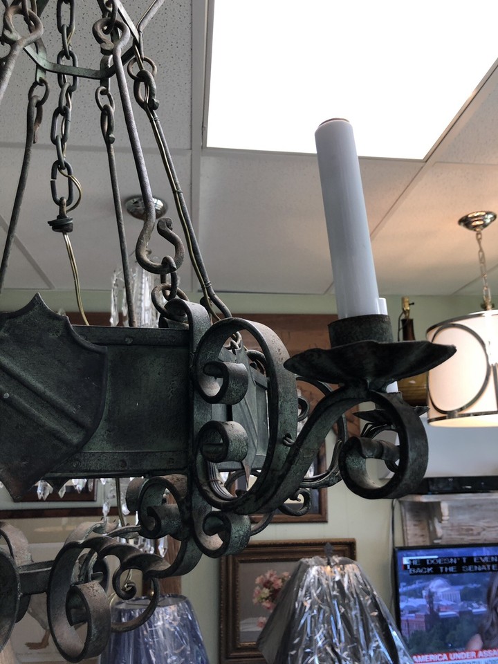 Large Wrought Iron 6 Light Antique Chandelier eBay