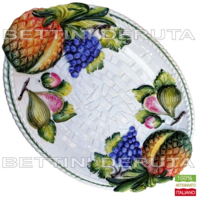 Vassoio fruttiera ceramica ananas dipinto a mano Made in Italy piatto da portata