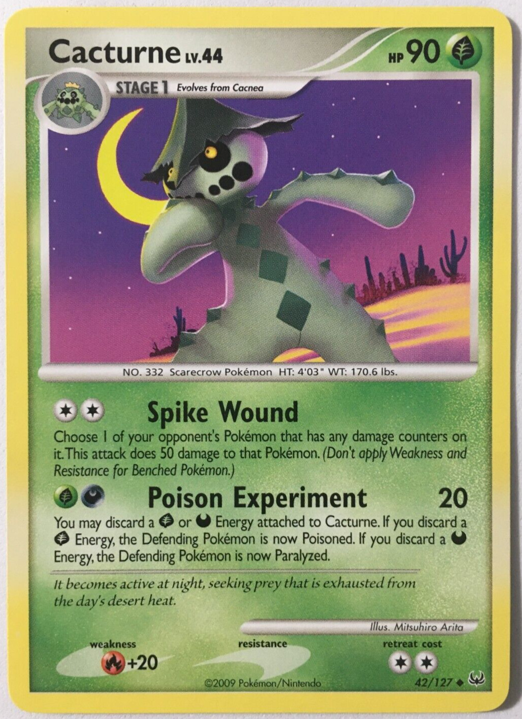 POKEMON CACTURNE LV.44 42/127 PLATINUM BASE SET UNCOMMON NEAR MINT