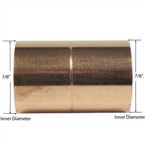 Libra Supply 3/4 inch, 3/4'' Copper Coupling with Rolled Stop, CxC, 50 pcs