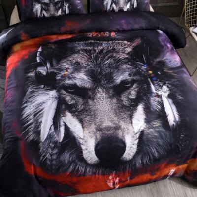 3D Feather Wolf ZHUA955 Bed Pillowcases Quilt Duvet Cover Set Queen King Zoe