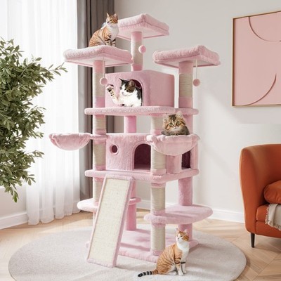 68 Inches Multi-Level Large Cat Tree for Large Kitties/Big Cat Tower with Con...