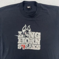 Vintage Long Horn Steaks Shirt Mens L Black Atlanta Georgia Made USA Promo 90s