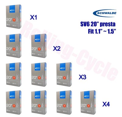 1pack - 4pack Schwalbe SV6 Presta FV 40mm 20 x 1.1~1.5 406 Tubes Dahon BMX Bike
