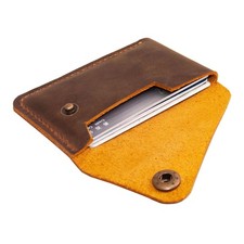 Leather Card Holder, Credit Wallet, Front Pocket Slim Brown