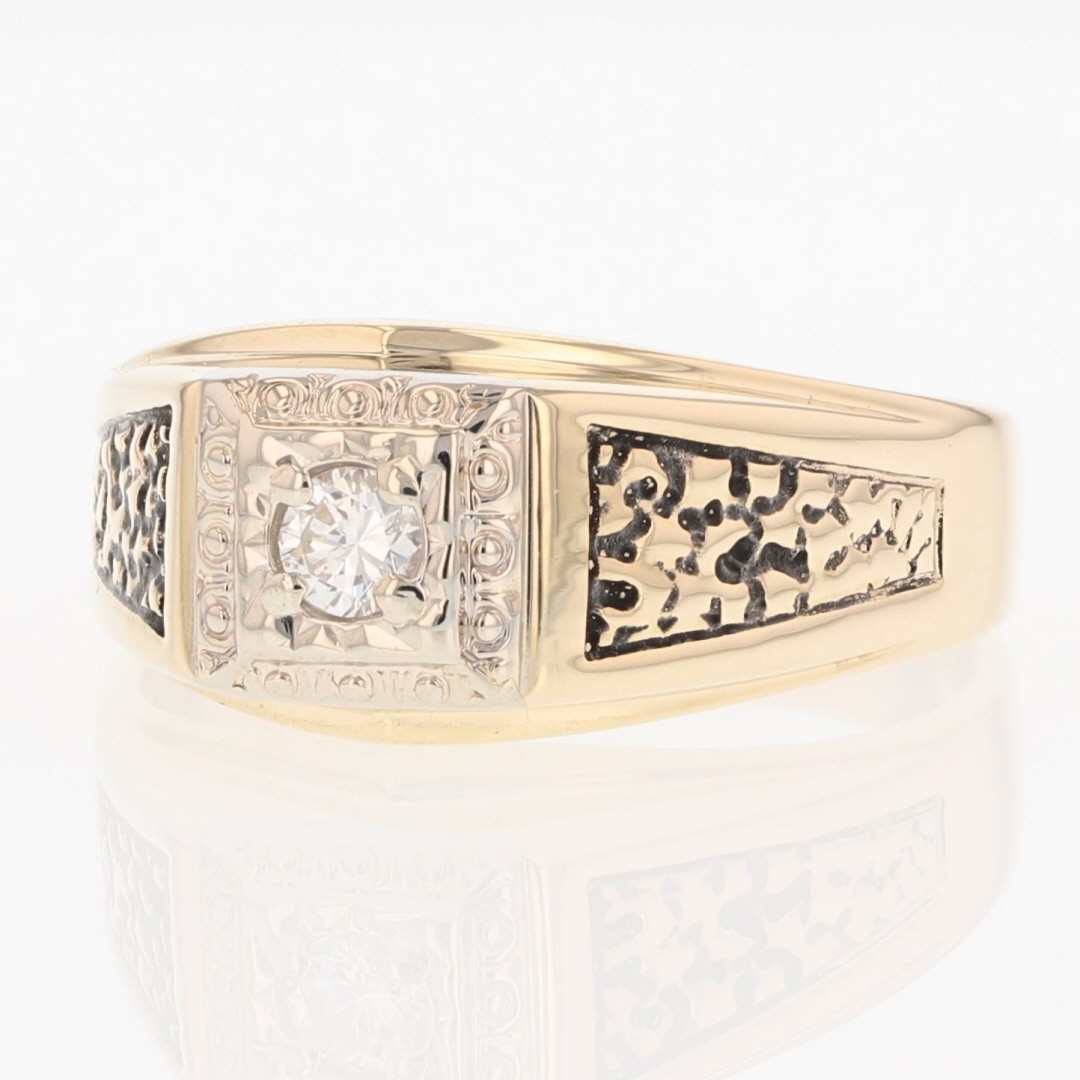 .19ct Diamond Solitaire Patterned Wedding Band 14… - image 3