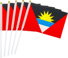 5 Pack Antigua Antiguan Mini Handheld Stick Flag,Suitable for Various Holiday Pa