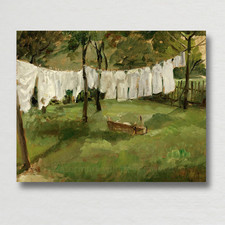 Vintage Laundry Line Painting Reproduction  Giclee Fine Art Paper Print