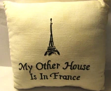 LIGHT WEIGHT THROW PILLOW MY OTHER HOUSE IS IN FRANCE 9X9