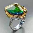 Top Quality gem Natural Ammolite Ring 925 Sterling Silver Size 7 /R482526