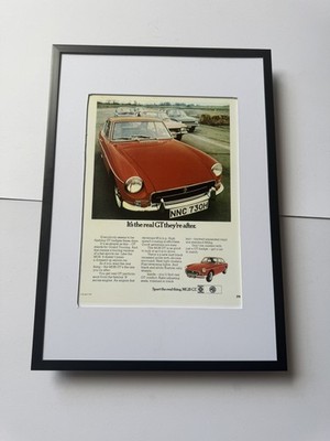 Neu gerahmt Classic MG BGT rot A3 Format Magazin Werbung Poster Man Cave Retro