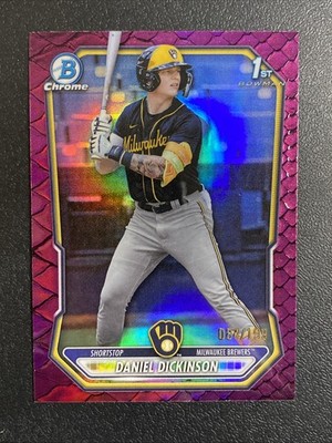 2026 Bowman 1st Daniel Dickinson Purple Reptilian Refractor /199 Brewers