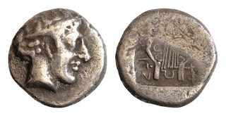 Ionia Colophon Drachm c.450 410 AR 16 mm 5.3 g. Apollo Kithara Rare