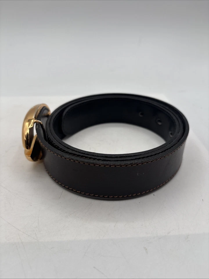 Cinturón de cuero negro GUCCI genuino vintage dorado logotipo G hebilla 95 cm/34 pulgadas Foto 4 de 4
