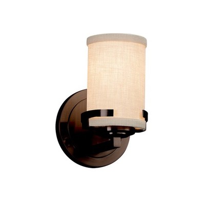 Justice Textile Atlas 1-Light Sconce, Bronze/Cream - FAB-8451-10-CREM-DBRZ