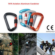 30KN Heavy Duty Screwgate Locking Carabiner D-Ring Clip Hook for Climbing Caving