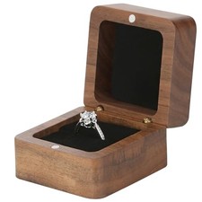 Wooden Ring Box with Single Slot 2 Slot, personalized small Wood Black-1Slot