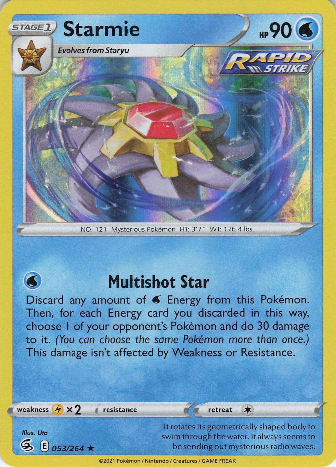 Starmie 053/264 Holo Rare Fusion Strike Pokemon Lightly Played