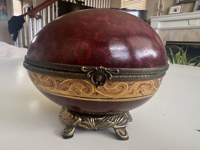 Vintage Egg Shaped Trinket Box  6 1/4'' x 4 3/4''