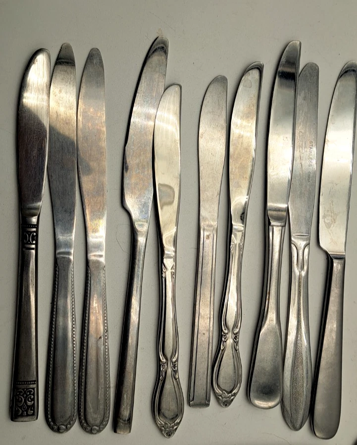 Lote Mixto 40 Cuchillos de Cena Inoxidable Artesanía Sin Marca Patrones Surtidos 8"-10"ea Foto 3 de 4