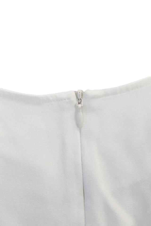 Boss Hugo Boss Womens Back Zip Long Sleeve Scoop Neck Blouse White Size 4 - Image 4 of 4