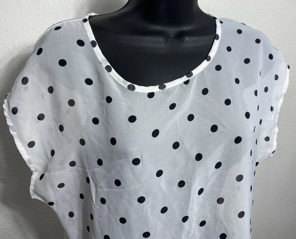 Camisa Delias Mujer Pequeña Blusa Manga Corta Lunares Transparente Ligera Foto 2 de 4