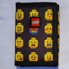 LEGO Trifold Wallet Black Minifigure Pattern Photo Holder Zippered Coin pouch