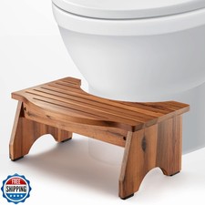 HOLANA 7.2  Acacia Wood Toilet Stool for Adults - 350LBS Poop Sto