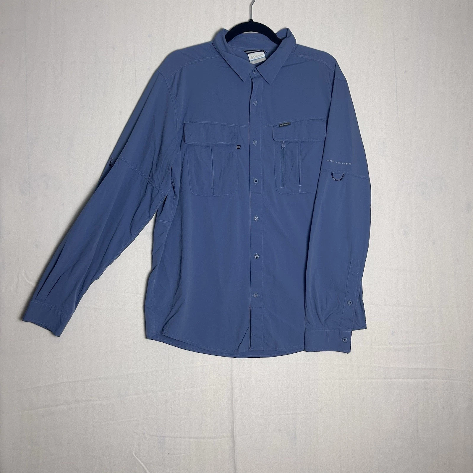 Columbia Omni-Shade Blue Long Sleeve Fishing Button Up Shirt Size L
Opens in a new window or tab