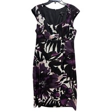 Connected Apparel Cocktail Dress Women 10 Purple Floral Office Corpcore Romantic
