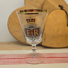 Queen Elizabeth II Silver Jubilee Goblet Wine Glass Royal Memorabilia