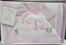 Lenzuola Lettino Neonato 60x120 cm Cotone Set 3 Pezzi Rosa Orsetto Baby NG101-1 