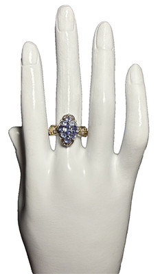 Michael Valitutti 925 Sterling Silver Two Tone Tanzanite Cluster Ring J-9P